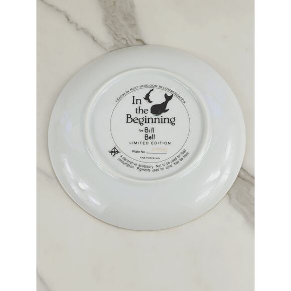 Wildlife & Marine Life Plate In The Beginning Wall Decor 8" Porcelain 80's Vtg - Picture 9 of 15